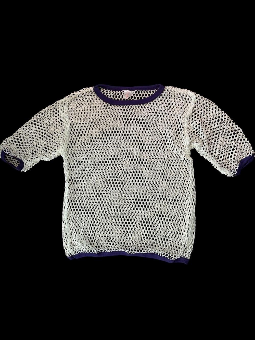 VTG 80s Mesh Nylon T Shirt White & Purple Open Weave Women’s Large & XL Canada